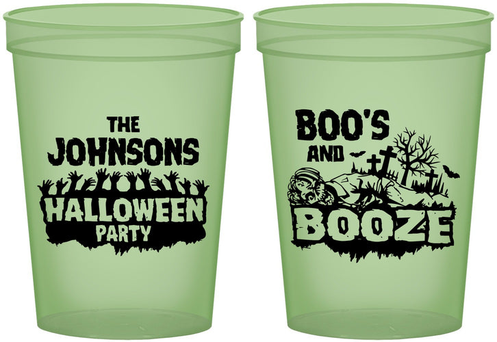 Custom Halloween 16 oz Glow In The Dark Cups - Boos And Booze | 250012