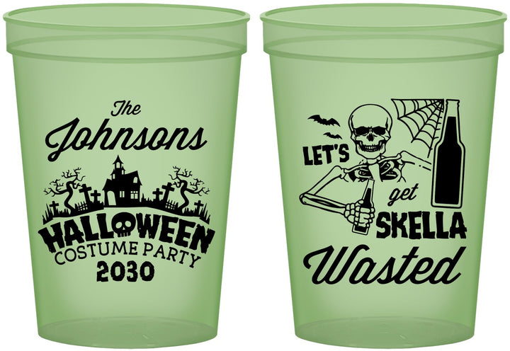 Custom Halloween 16 oz Glow In The Dark Cups - Skellawasted Skeleton | 250014