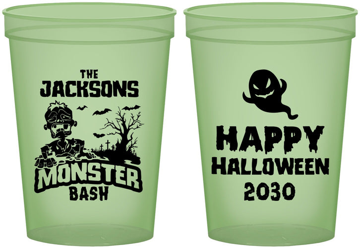 Custom Halloween 16 oz Glow In The Dark Cups - Ghost Monster | 250022