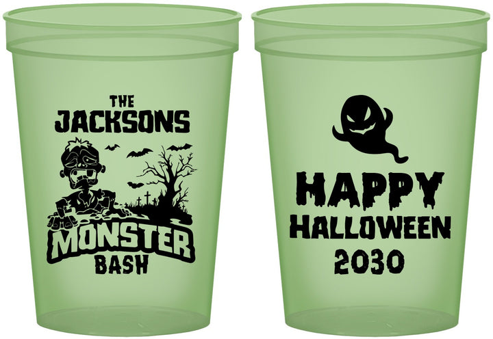 Custom Halloween 16 oz Glow In The Dark Cups - Ghost Monster | 250022