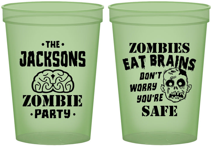 Custom Halloween 16 oz Glow In The Dark Cups - Zombie Brain | 250026