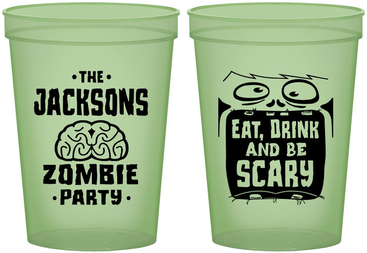 Custom Halloween 16 oz Glow In The Dark Cups - Eat Drink Be Scary | 250028