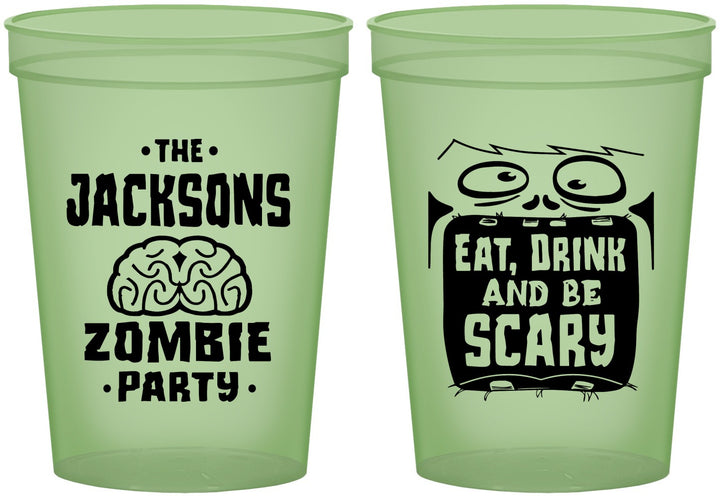 Custom Halloween 16 oz Glow In The Dark Cups - Eat Drink Be Scary | 250028
