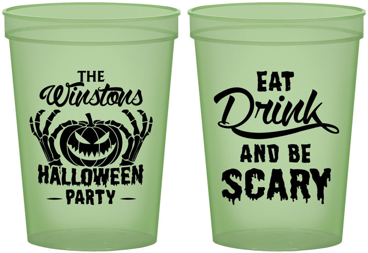 Custom Halloween 16 oz Glow In The Dark Cups - Eat Drink Be Scary | 250033