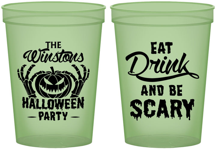 Custom Halloween 16 oz Glow In The Dark Cups - Eat Drink Be Scary | 250033
