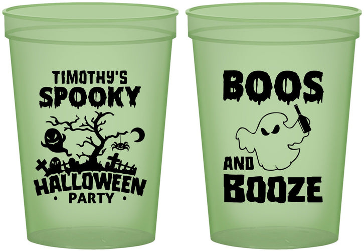 Custom Halloween 16 oz Glow In The Dark Cups - Boos And Booze | 250041