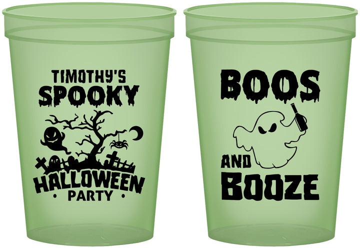 Custom Halloween 16 oz Glow In The Dark Cups - Boos And Booze | 250041