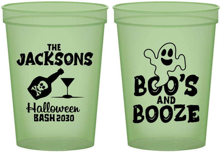 Custom Halloween 16 oz Glow In The Dark Cups - Boos And Booze | 250047
