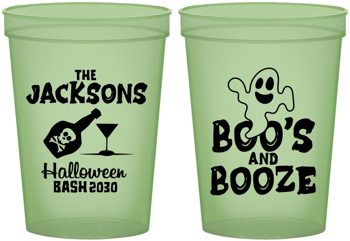 Custom Halloween 16 oz Glow In The Dark Cups - Boos And Booze | 250047