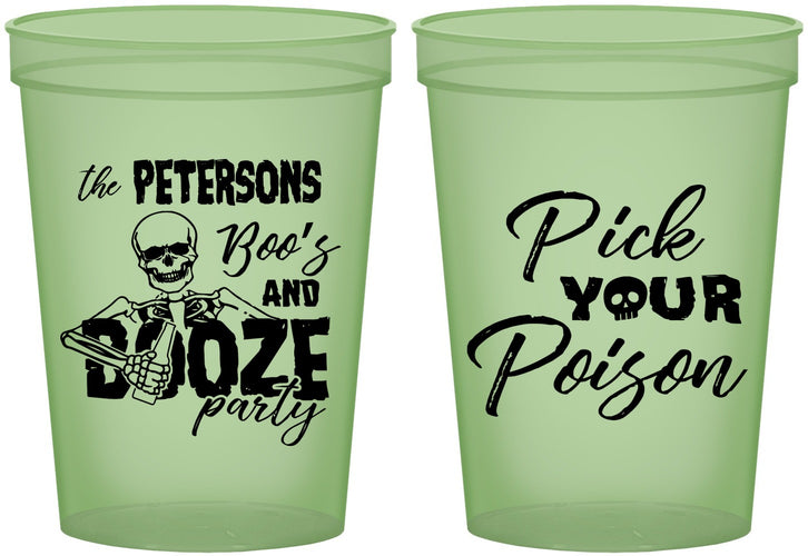 Custom Halloween 16 oz Glow In The Dark Cups - Boos And Booze | 250054