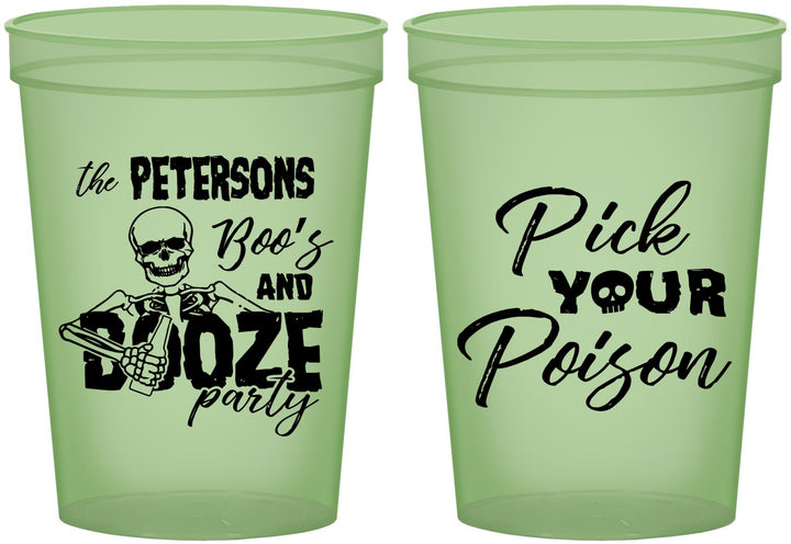 Custom Halloween 16 oz Glow In The Dark Cups - Boos And Booze | 250054