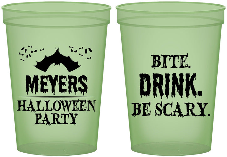 Custom Halloween 16 oz Glow In The Dark Cups - Bite Drink Be Scary | 250082
