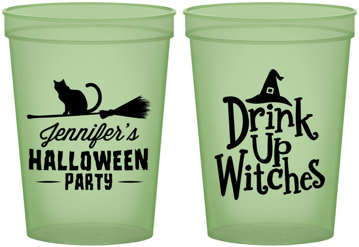 Custom Halloween 16 oz Glow In The Dark Cups - Drink Up Witches | 250096