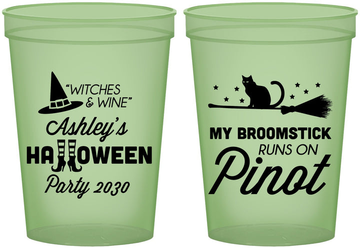 Custom Halloween 16 oz Glow In The Dark Cups - Witch Broomstick | 250098