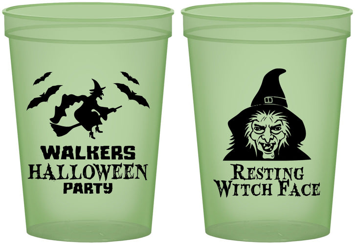 Custom Halloween 16 oz Glow In The Dark Cups - Resting Witch Face | 250099