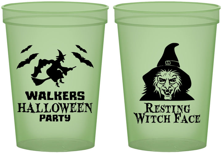 Custom Halloween 16 oz Glow In The Dark Cups - Resting Witch Face | 250099