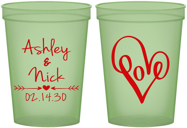 Custom Wedding 16 oz Glow In The Dark Cups - Love | 252