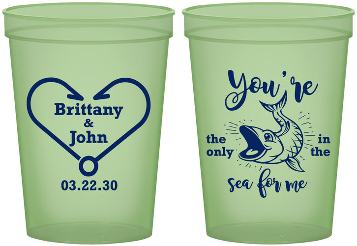 Custom Wedding 16 oz Glow In The Dark Cups - Fish In The Sea For Me | 254