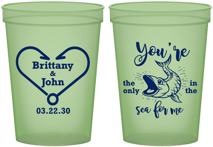 Custom Wedding 16 oz Glow In The Dark Cups - Fish In The Sea For Me | 254