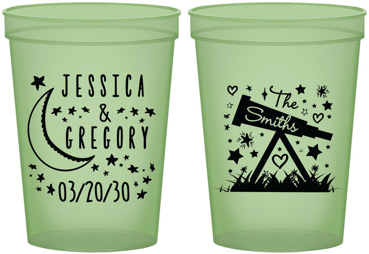 Custom Wedding 16 oz Glow In The Dark Cups - Telescope | 255