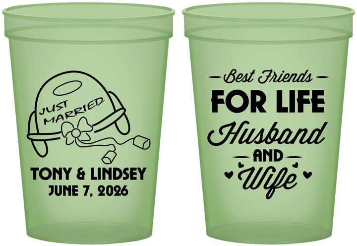 Custom Wedding 16 oz Glow In The Dark Cups - Best Friends For Life | 256