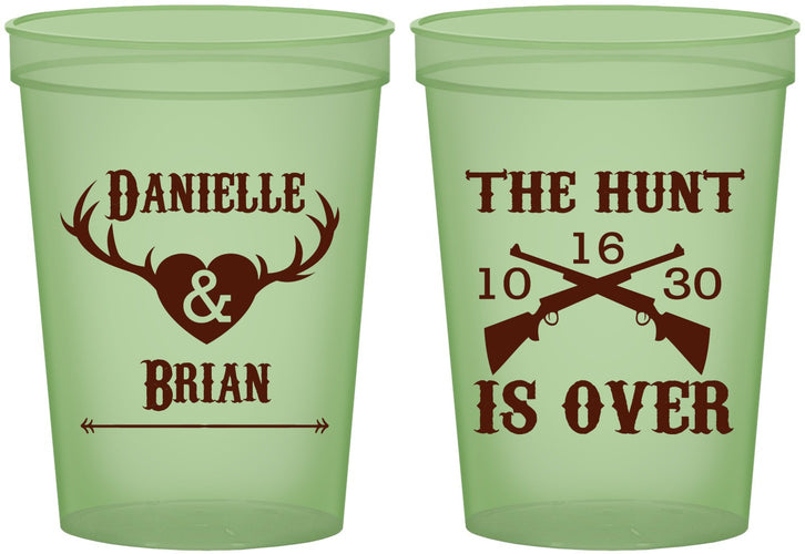 Custom Wedding 16 oz Glow In The Dark Cups - The Hunt Is Ove | 258