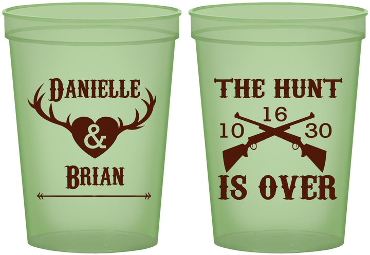 Custom Wedding 16 oz Glow In The Dark Cups - The Hunt Is Ove | 258