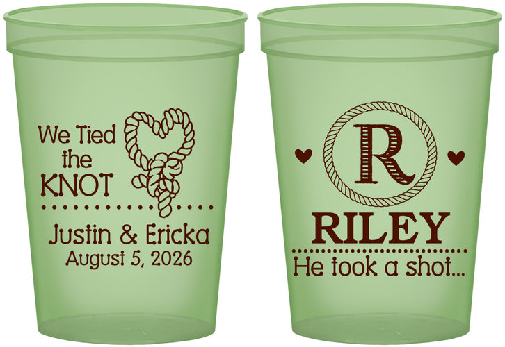 Custom Wedding 16 oz Glow In The Dark Cups - We Tied The Knot | 260