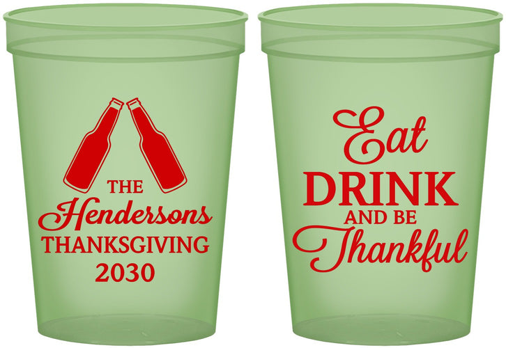 Custom Thanksgiving 16 oz Glow In The Dark Cups - Eat Drink Thankful | 260001