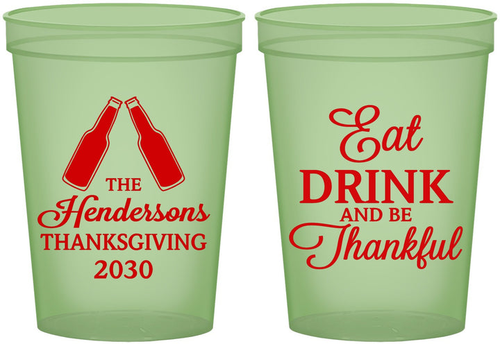 Custom Thanksgiving 16 oz Glow In The Dark Cups - Eat Drink Thankful | 260001