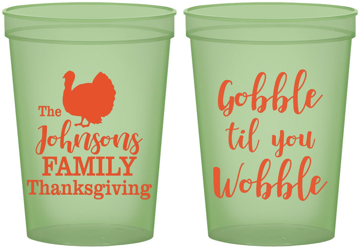 Custom Thanksgiving 16 oz Glow In The Dark Cups - Gobble Til You Wobble | 260004