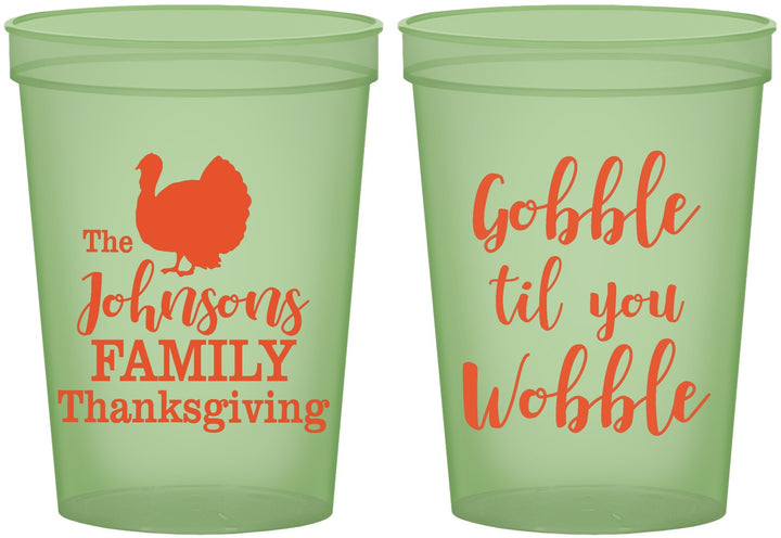 Custom Thanksgiving 16 oz Glow In The Dark Cups - Gobble Til You Wobble | 260004