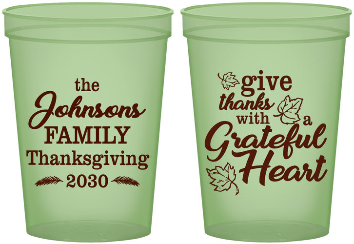 Custom Thanksgiving 16 oz Glow In The Dark Cups - Grateful | 260006