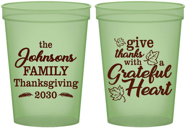Custom Thanksgiving 16 oz Glow In The Dark Cups - Grateful | 260006