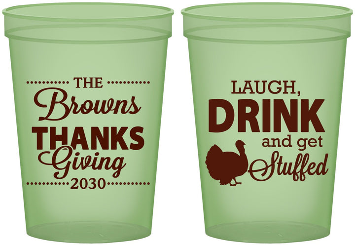 Custom Thanksgiving 16 oz Glow In The Dark Cups - Laugh Drink Stuffed | 260007