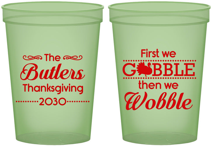 Custom Thanksgiving 16 oz Glow In The Dark Cups - Gobble Til You Wobble | 260013