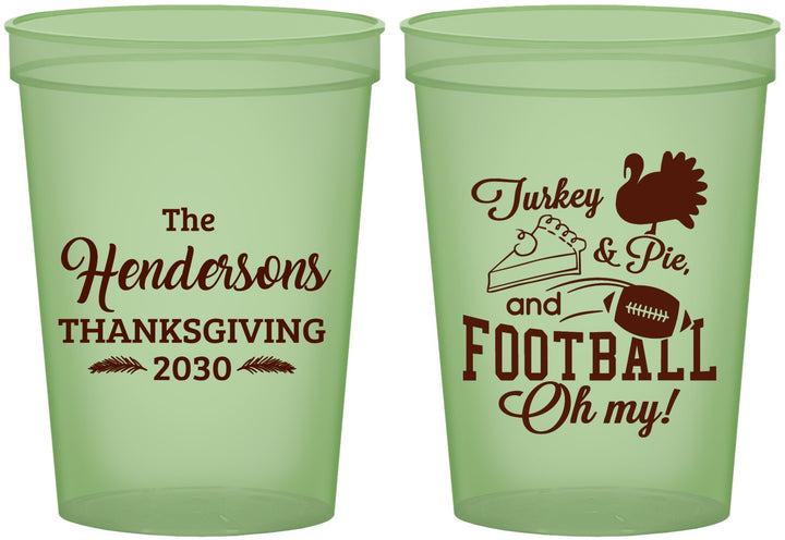 Custom Thanksgiving 16 oz Glow In The Dark Cups - Football Turkey | 260014