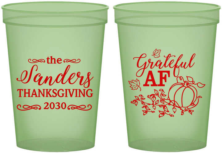 Custom Thanksgiving 16 oz Glow In The Dark Cups - Grateful Af | 260017