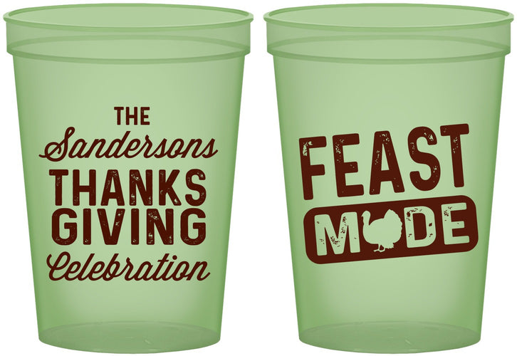 Custom Thanksgiving 16 oz Glow In The Dark Cups - Feast Mode | 260019