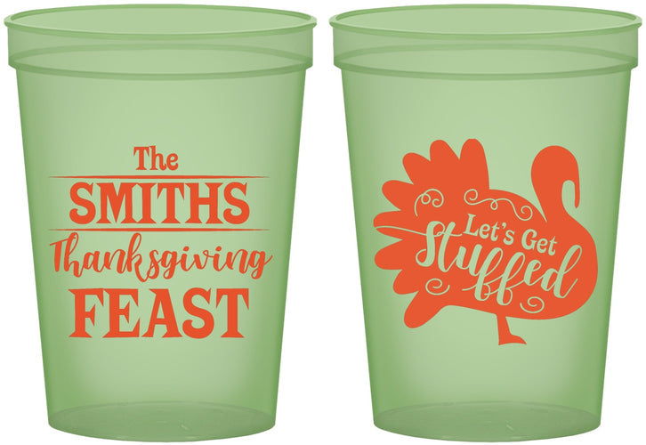 Custom Thanksgiving 16 oz Glow In The Dark Cups - Lets Get Stuffed | 260020