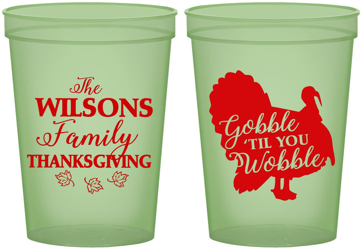 Custom Thanksgiving 16 oz Glow In The Dark Cups - Gobble Til You Wobble | 260025