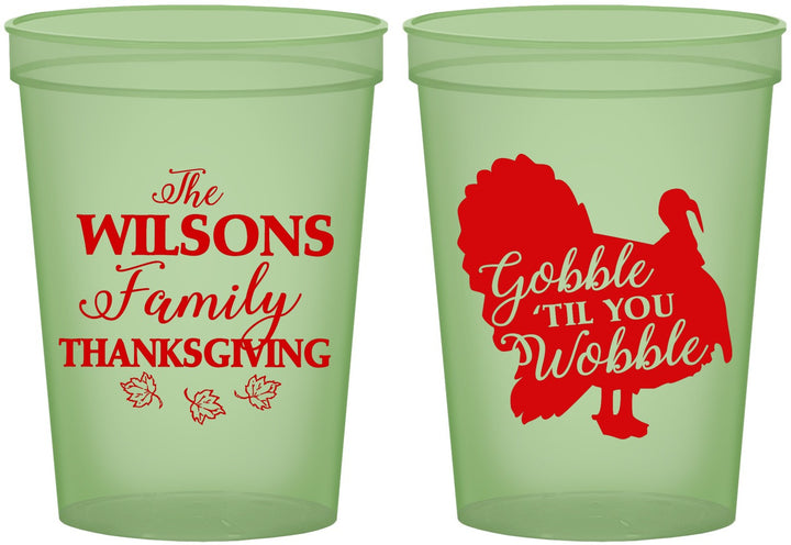 Custom Thanksgiving 16 oz Glow In The Dark Cups - Gobble Til You Wobble | 260025