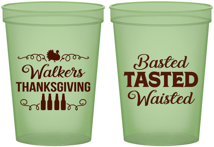 Custom Thanksgiving 16 oz Glow In The Dark Cups - Basted Tasted Waisted | 260027