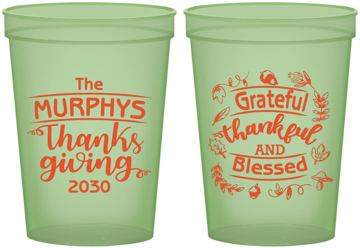 Custom Thanksgiving 16 oz Glow In The Dark Cups - Grateful Blessed | 260028
