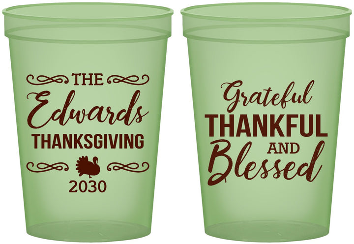 Custom Thanksgiving 16 oz Glow In The Dark Cups - Grateful Blessed | 260030