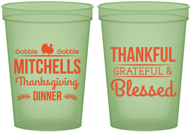 Custom Thanksgiving 16 oz Glow In The Dark Cups - Thankful Blessed | 260032