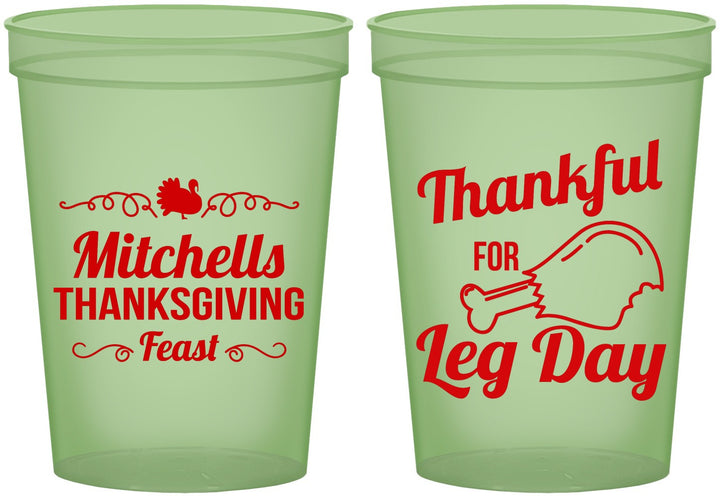 Custom Thanksgiving 16 oz Glow In The Dark Cups - Leg Day | 260033