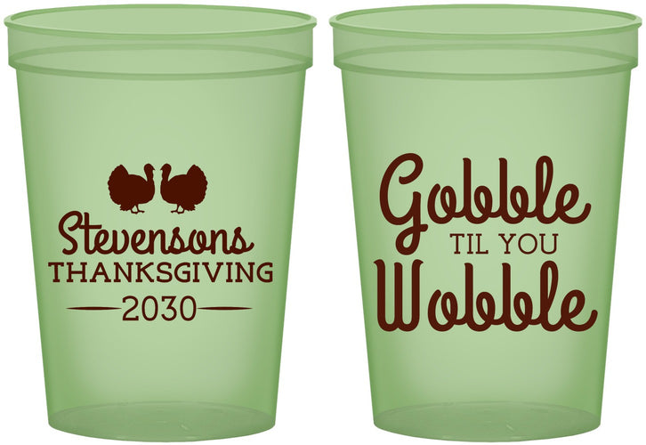 Custom Thanksgiving 16 oz Glow In The Dark Cups - Gobble Til You Wobble | 260034