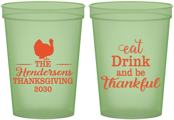 Custom Thanksgiving 16 oz Glow In The Dark Cups - Eat Drink Thankful | 260036