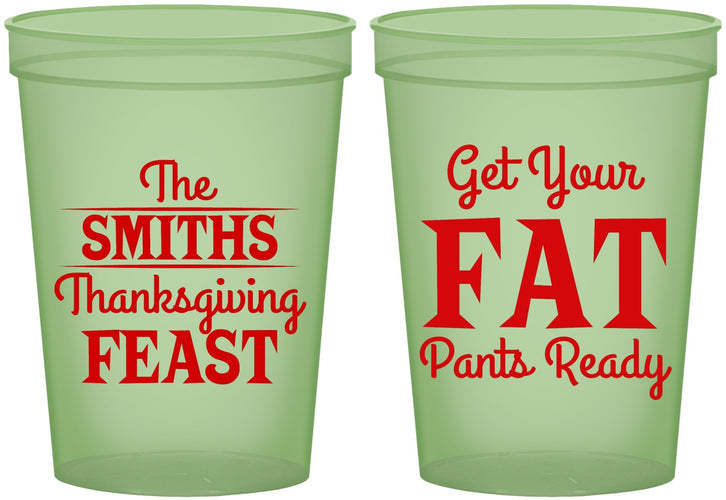 Custom Thanksgiving 16 oz Glow In The Dark Cups - Fat Pants Ready | 260045